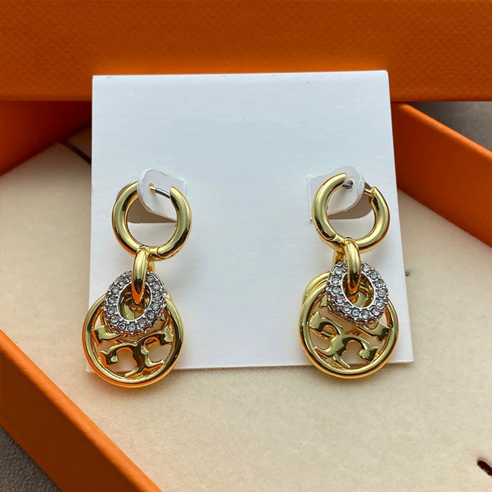 Tory Burch Gold Double Interlocking Crystal Rhinestone - Picture 3 of 6